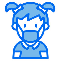 girl blue line icon