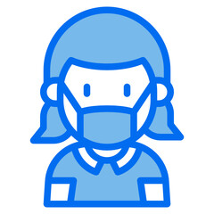 girl blue line icon