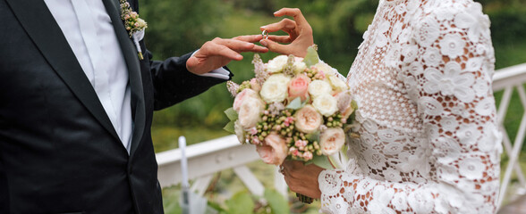 Wedding couple having their wedding ceremony