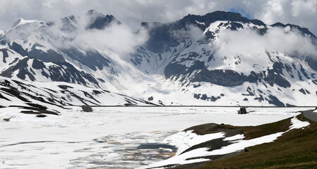 Melchsee-Frutt, neige, montagne, paysage, montagne, ciel, glacier, nature, été, alpes, lac,...