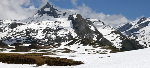 Melchsee-Frutt, neige, montagne, paysage, montagne, ciel, glacier, nature, été, alpes, lac,...