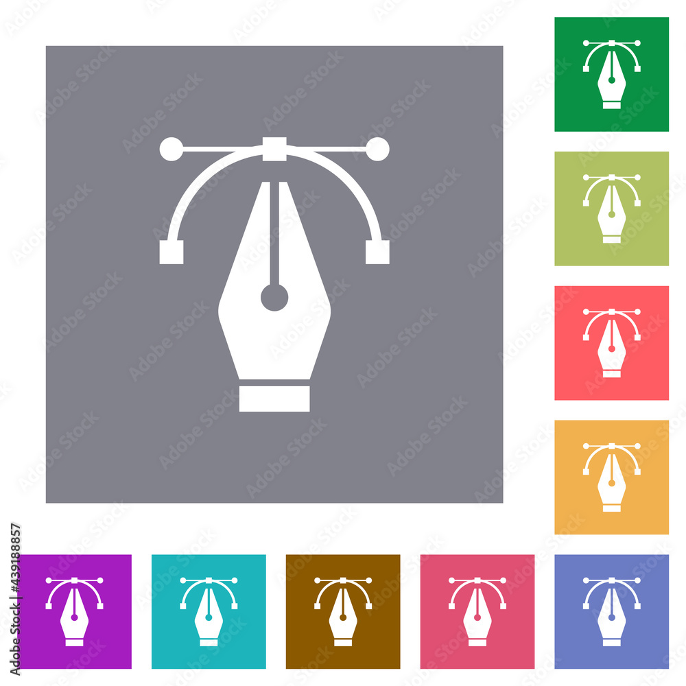 Poster editing vector curve with pen tool square flat icons