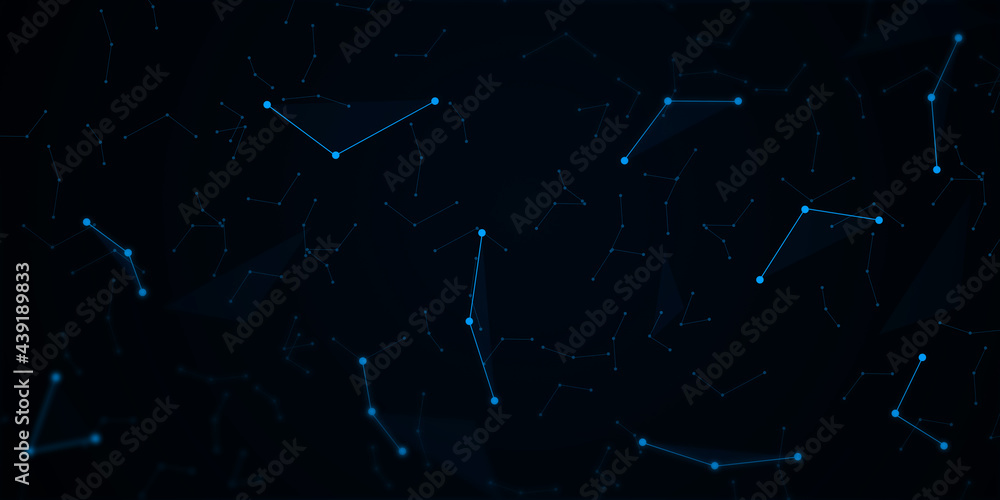 Poster abstract blue polygon style technology background with connecting dots. futuristic plexus connection
