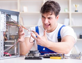 Computer hardware repair and fixing concept by experienced techn