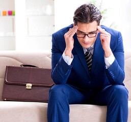 Sick employee staying at home suffering from flue