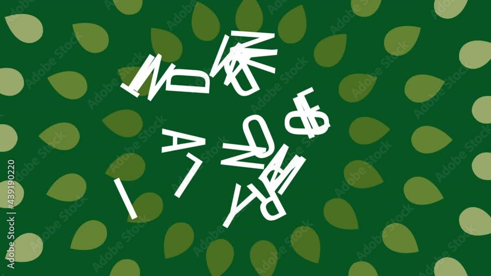Poster world environment day concept animation on a green background with rotating leaves. ecology concept 