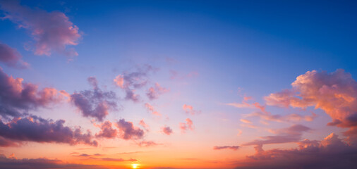 Panoramic landscape of bright red orange sunrise sunset © Aleksandr Matveev