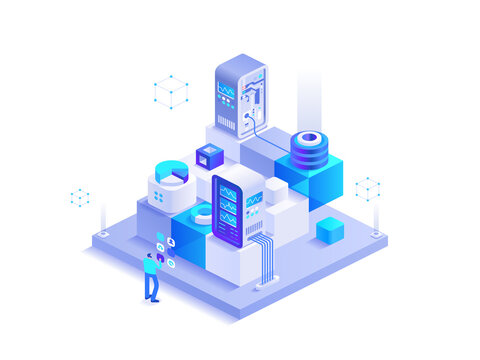 Blockchain Mining Technology Isometric Abstract Concept