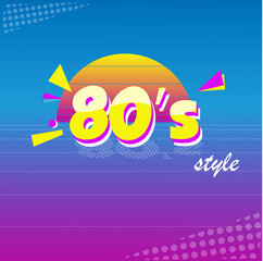80's poster template with gradient background and colorful elements