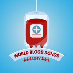 A Bag With Bloods And Blood Drops illustration, World Blood Donor Day Design Template