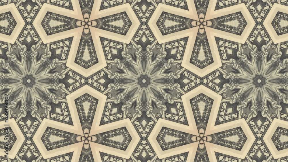 Poster mosaic of us dollar bills on an abstract animated business background. seamless loop of creative mot