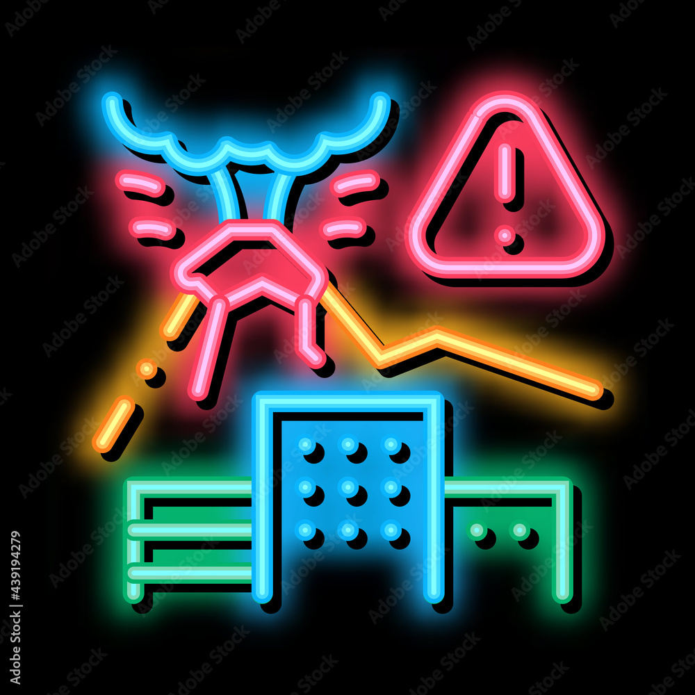 Poster volcanic eruption neon light sign vector. Glowing bright icon volcanic eruption sign. transparent symbol illustration