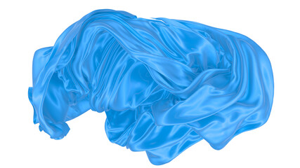 Fototapeta premium Beautiful flowing fabric of blue wavy silk or satin. 3d rendering image.