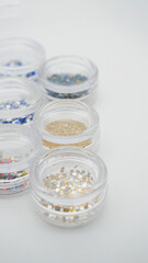 Manicure brush beautiful background tools rhinestones