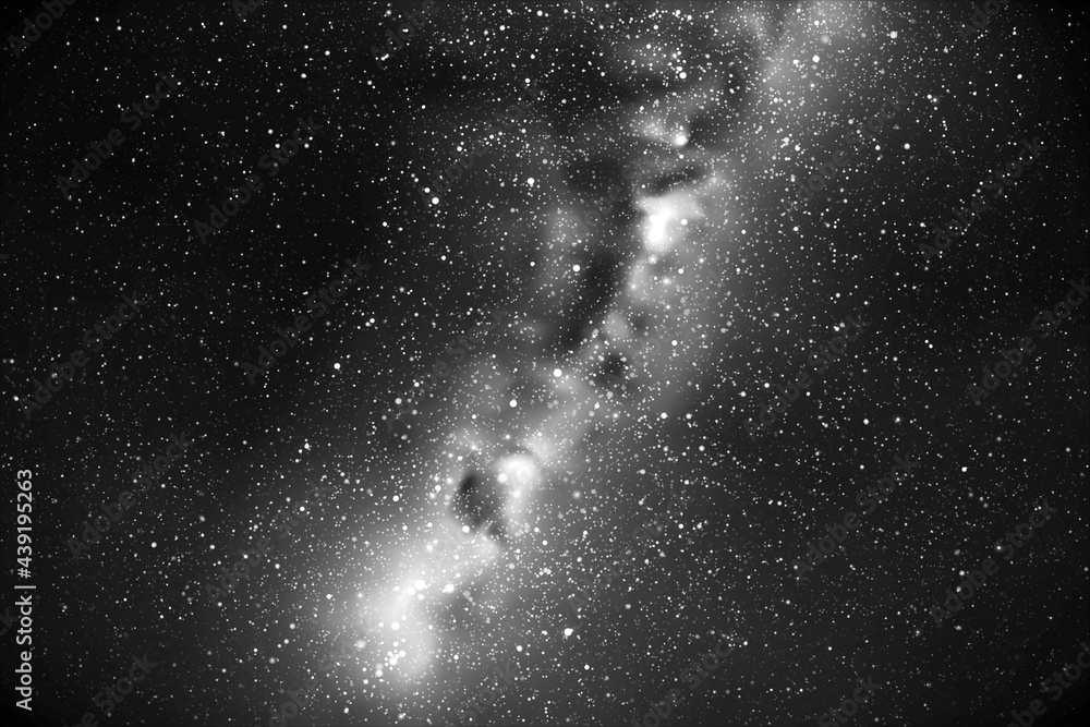 Poster night starry sky and milky way. black white space background