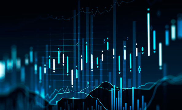 Abstract stock market digital interface, blue color scheme - Powered by Adobe
