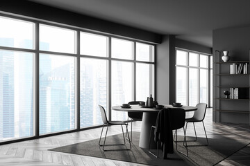 Panoramic gray dining room corner