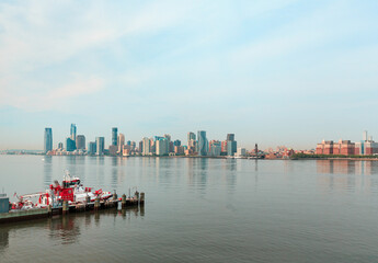 Naklejka premium View of Jersey City from beautiful floating island in New York City