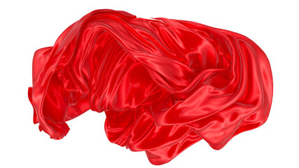 Fototapeta premium Beautiful flowing fabric of red wavy silk or satin. 3d rendering image.