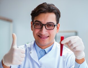 Doctor with red blood sample