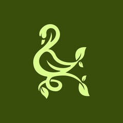 Swan Nature Leaf Vector Logo Design