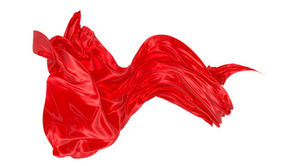 Beautiful flowing fabric of red wavy silk or satin. 3d rendering image.