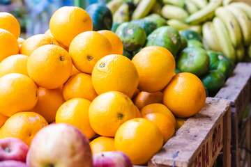 local organic vegetable and bean store, oranges