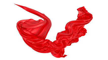 Beautiful flowing fabric of red wavy silk or satin. 3d rendering image.