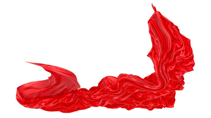 Beautiful flowing fabric of red wavy silk or satin. 3d rendering image.