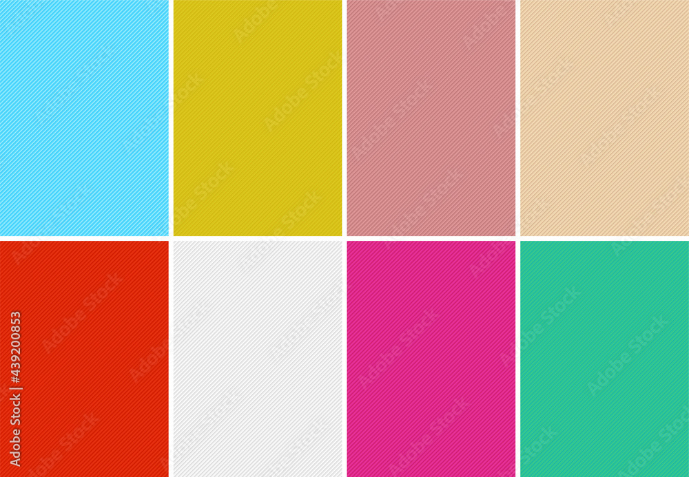 Poster simple backgrounds set with diagonal striped lines and different pastel colors.