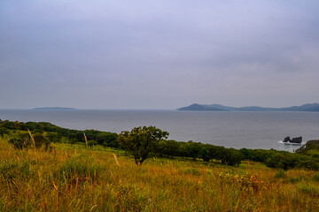Landscape view of the Japanese sea. Russia, Primorsky Krai