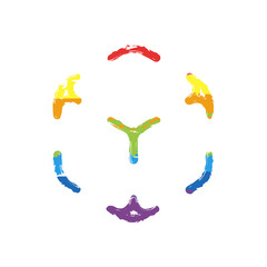 Augmented reality, AR mobile technology. Drawing sign with LGBT style, seven colors of rainbow (red, orange, yellow, green, blue, indigo, violet