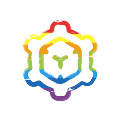 Opened box, product development, carton package, simple icon. Drawing sign with LGBT style, seven colors of rainbow (red, orange, yellow, green, blue, indigo, violet