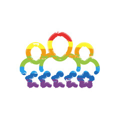 Customer satisfaction, rate of service, client experience, business icon. Drawing sign with LGBT style, seven colors of rainbow (red, orange, yellow, green, blue, indigo, violet