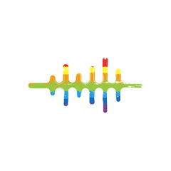 Sound wave, simple icon. Drawing sign with LGBT style, seven colors of rainbow (red, orange, yellow, green, blue, indigo, violet