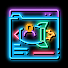 web site find fast job neon light sign vector. Glowing bright icon web site find fast job sign. transparent symbol illustration