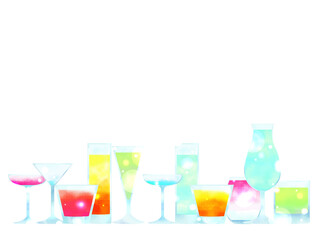 カラフルなカクテル・ドリンクのイラスト背景