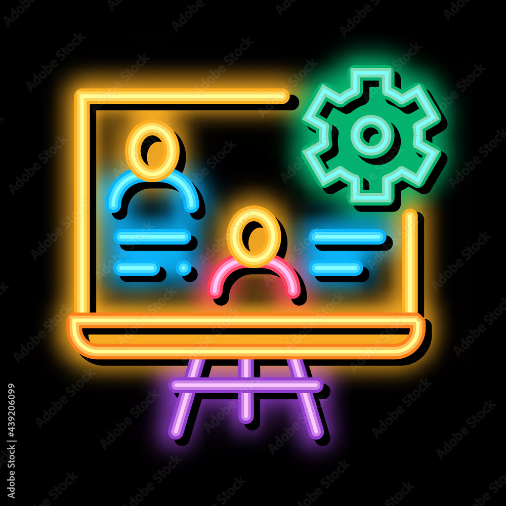 Canvas Prints human business presentation neon light sign vector. Glowing bright icon human business presentation sign. transparent symbol illustration