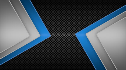 Sci Fy Neon Glowing Lamps On Dark Perforated Wall. Abstract Technology Background. 3D Rendering.