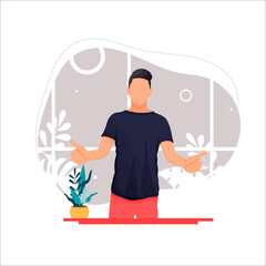 Stock flat design portrait of a man showing thumb up illustration