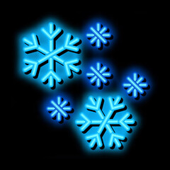 snow flakes neon light sign vector. Glowing bright icon snow flakes sign. transparent symbol illustration
