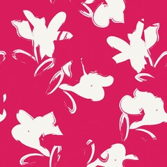 Red Floral Brush strokes Seamless Pattern Background