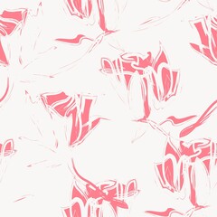 Red Floral Brush strokes Seamless Pattern Background