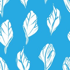 Blue Floral Brush strokes Seamless Pattern Background