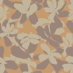 Brown Floral Brush strokes Seamless Pattern Background