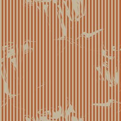 Fototapeta premium Brown Botanical Floral Seamless Pattern with striped Background