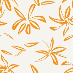 Orange Floral Brush strokes Seamless Pattern Background