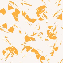 Orange Floral Brush strokes Seamless Pattern Background