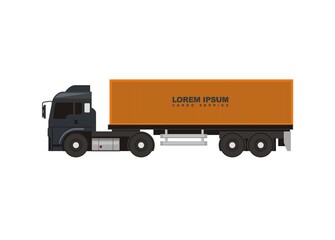 Container truck simple illustration, side view.