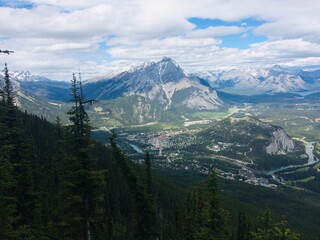 Stunning views of Banff National Park from Sulfur mountain ridge